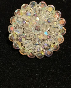 Vintage Mid Century Aurora Borealis Kristall Strass Cluster Brosche Deutsch? - Bild 1 von 10