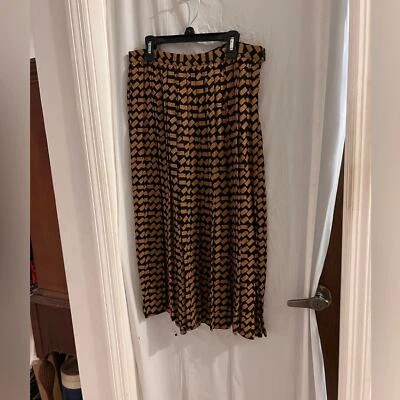 Falda midi plisada 100% seda vintage negra marrón sin marca talla 10 Foto 1 de 4