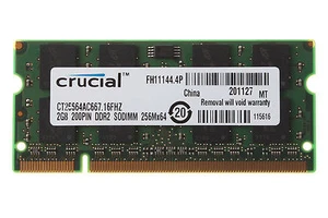 2GB Crucial 2 GB PC2-5300 DDR2-667MHz 200pin Sodimm Laptop Memory RAM PC5300 CL5 - Picture 1 of 8