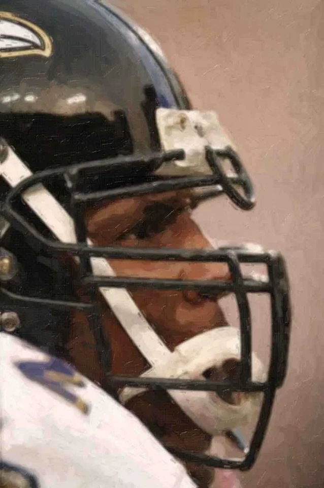 Raro Ray Lewis Baltimore Ravens Estilo Aceite 12x18 Impresión LE Foto 1 de 1
