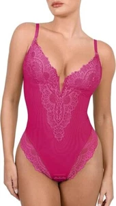 Popilush Lace Shapewear Bodysuit Tummy Control Corset Tops V Neck Sleeveless -XL - Picture 1 of 6