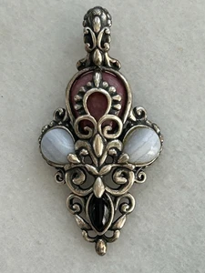 Vintage Carolyn Pollack Relios Sterling Silver 925  Pendant Agate Stone - Picture 1 of 2