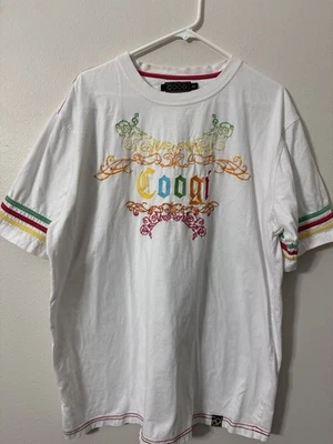 Camiseta De Colección COOGI 2XL Gráfica Bordada Blanca Multicolor Logo Rara Hip Hop Foto 1 de 4