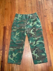 Vintage 60’s Rip Stop Poplin Jungle Camo Cargo Military Pants Army Y2K Baggy - Picture 1 of 8