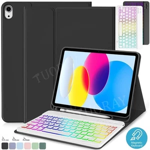 For iPad 10th Generation 10.9" Inch 2022 Backlit Bluetooth Keyboard Case Cover - Picture 1 of 37