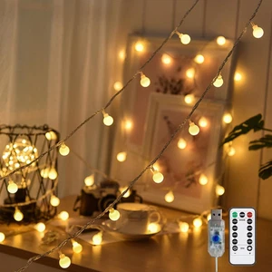 10M Globe String Lights Indoor & Outdoor - 80 LED Bulbs, 8 Lighting Modes, Ti... - Picture 1 of 7