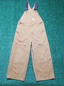 Carhartt Overalls Youth Duct Double Knee Brown Size 8 Youth - Picture 1 of 20