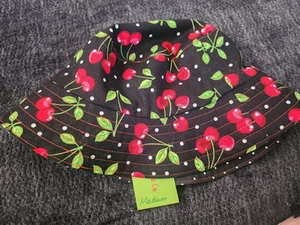 Handmade Reversible Kids Sun Hat with Cherries NEW age 6-12 months (medium) - Picture 1 of 4