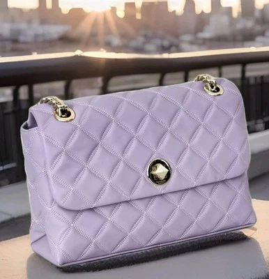 🌞Bolso Bandolera Kate Spade NY NATALIE Acolchado Cuero LILA ESCARCHA🌺¡NUEVO CON ETIQUETAS! Foto 1 de 4