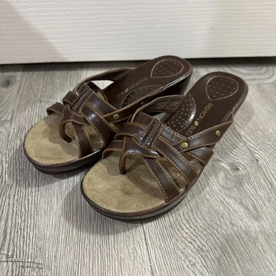 Sandalias de cuña de plataforma gruesa marrón insecto de moda talla 9 sin cordones Y2K años 90 Foto 1 de 4