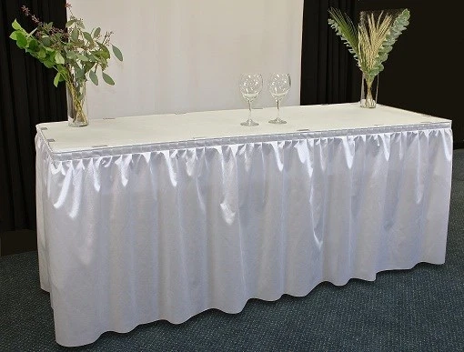 6 faldas de mesa 14 pies satinado 29" zócalo de banquete 3 colores hechas en EE. UU. boda    Foto 1 de 1