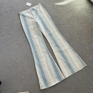 Cello High Rise Flare with Fray Hem Light Wash Stripes 70s Bohemian Sz 9 - Picture 1 of 10