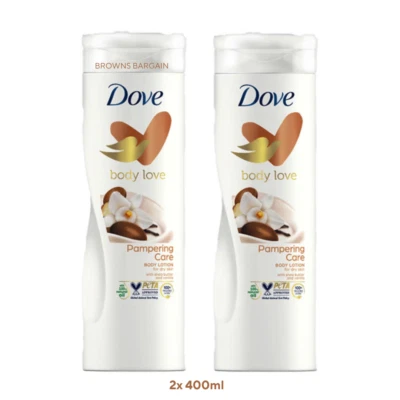 2 X DOVE PAMPERING CARE BODY LOTION WITH SHEA BUTTER & VANILLA 400ML - DRY SKIN - Image 1 of 4