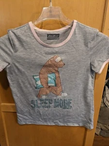 Eddie Bauer Youth Girls Size Large 14 Gray with sleep mode logo T-Shirt - Picture 1 of 2