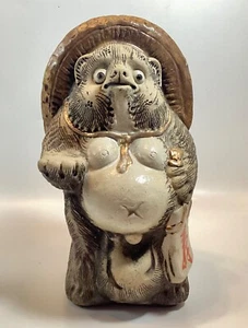 Vitg. Japanese Shigaraki Tanuki Trickster Racoon Dog Pottery Figurine - Picture 1 of 17