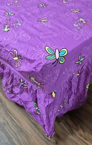 SÁBANA BAJERA AJUSTABLE CAMA INDIVIDUAL GROOVY CHICK MARIPOSA VINTAGE PÚRPURA ROSA AZUL - Imagen 1 de 3