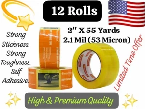 12 Roll 2.1Mil 53Micron X 2" X 55Yrd Strong Carton Sealing Packing Tape Box Ship - Bild 1 von 11