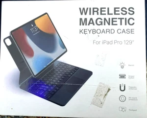 Wireless Magnetic Keyboard Case For iPad Pro 12.9" Backlit-track pad-rotate P129 - Picture 1 of 3
