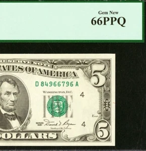 1981 $5 Federal Reserve Note PCGS 66PPQ gem Cleveland Fr 1976-D - Picture 1 of 3