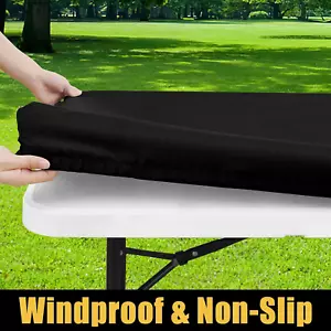 Rectangle Picnic Table Cloth Waterproof Elastic Fitted Tablecloths for 6 Foot Ta - Picture 1 of 12