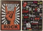 Two 8X12 Tin Signs Rock Roll Bands Guns Kiss Zepplin Who Floyd Nirvana Abba Acdc