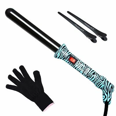 Le Angelique 25mm 1 Inch Ceramic Curling Wand for Beach Waves, White Zebra - Image 1 of 2