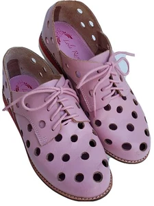 Lola Ramona Cecilia Pink Derby Shoe with Perforated Upper US Size 7 and EUR 37 - Picture 1 of 12