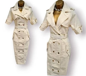 Karen Millen Dress UK 10 BNWT Cream Military Trench Belted Safari Utility Pencil - Picture 1 of 17