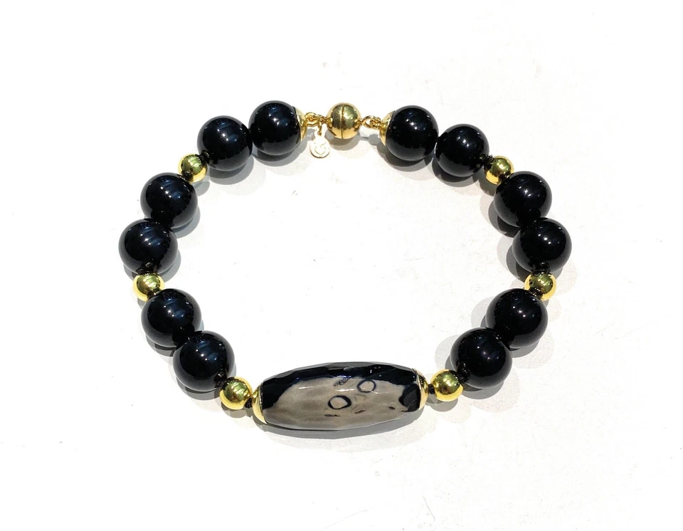 Bracciale diWa Jewels Onice Agata Striata Ematite chiusura Magnetica Argento - Immagine 1 di 3