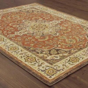 Toscana by Oriental Weavers .Traditional Oriental Area Rug. Orange/Ivory 9551B - Picture 1 of 4