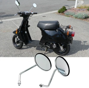 10mm Chrome Motorcycle Classic Round Rearview Side Mirrors For Honda Spree moped - Picture 1 of 13