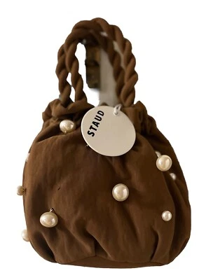 Bolso Staud marrón/café perla gracia imitación perla cuentas acento asa superior nuevo con etiquetas Foto 1 de 4