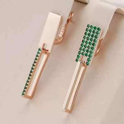 2Ct Round Cut Lab-Created Emerald Women Drop Dangle Earring 14k Rose Gold Plated - Image 1 of 4