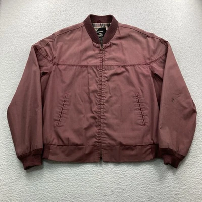 Chaqueta de bombardero vintage Sears Outerwear para hombre grande roja forrada a cuadros cremallera completa años 70 Foto 1 de 4