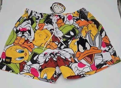 Men's Looney Tunes Swim Trunks - Size Large - Daffy, Bugs, Taz, Tweety, & More - Image 1 of 4