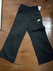 Nike Girls' Sportswear Club Fleece Wide-Leg Pants Black - Picture 1 of 4