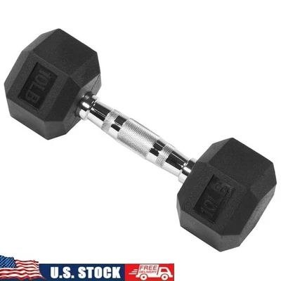 Mancuerna hexagonal 10 lb cubierta de goma agarre antideslizante entrenamiento de fuerza ejercicio en casa Foto 1 de 4