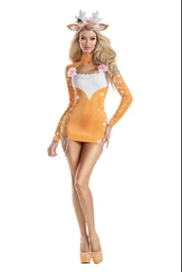 Pretty Fawn Women’s Adult Costume Small Faux Suede Dress & Headpiece NEW - Picture 1 of 4