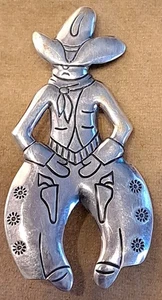 Broche prendedor de plata esterlina 925 con figura gaucho vaquero vintage - Imagen 1 de 7