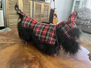 Fuzzy Nation Scottish Terrier / Scotty Hund Plüsch Handtasche Tasche in Tartan kariert - Bild 1 von 12