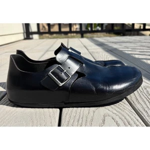 Birkenstock London Herren Schwarz Leder Clogs Schnallenschuhe Größe EU 43 / US 10 - Bild 1 von 10