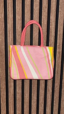 Bolso de hombro Furla de lona a rayas rosa  Foto 1 de 4