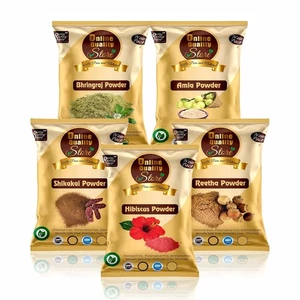 Online Q Amla Reetha Shikakai, Bhringraj Hibiscus Powder for Hair 50 gm each - Picture 1 of 8