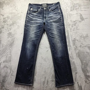 Salvage Mayhem Jeans Mens 30 Blue Regular Bootcut Embroidered Pockets Buckle - Picture 1 of 13