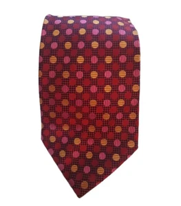 Cravatta vintage a pois rossa e rosa 100% seta - Foto 1 di 6