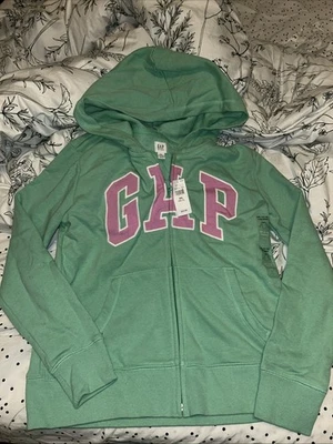 全新带标签 GapKids 女孩标志连帽拉链运动衫尺寸 XXL (14/16) — 第 1/4 张图片