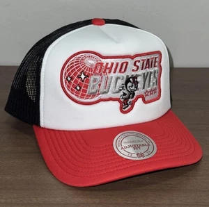 Ohio State Buckeyes Mitchell & Ness Truckermütze weiß Schaumstoff Druckknopflasche verstellbar - Bild 1 von 5