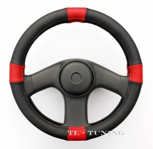 Lenkradbezug Echtes Leder ROT-SCHWARZ Lenkradhülle, Lenkradschoner Ø 35-37 Neu - Bild 1 von 4