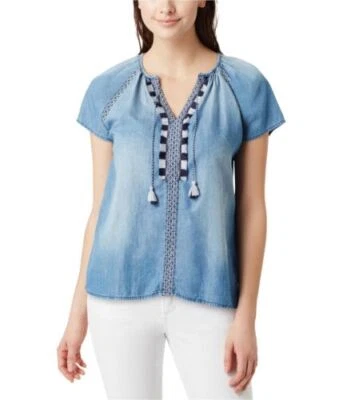 Blusa Campesina Vintage América Cambray Flecos Occidentales Talla XS Verano Boho NUEVA Foto 1 de 4