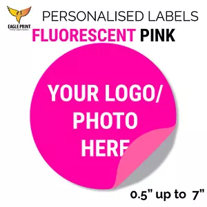 "100 Stck. Kreis Fluoreszierende Etiketten kundenspezifische Logo Aufkleber HERGESTELLT IN USA 0,5"" bis 7" - Bild 1 von 11